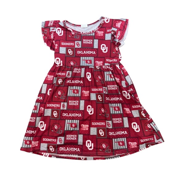 Other - Oklahoma Sooners Girls Dress Crimson Boomer Sooner Flutter Sleeve XL 5-6T NCAA
